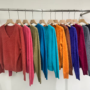 Nuovo Pullover da Donna in Cashmere Autunno Inverno 2025 con Scollo a V Lavorato a Maglia dalla Vestibilità Ampia Maglia Basic - Product Image 1