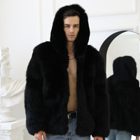 Haute qualité qualité hiver personnalisé hommes sweats à capuche véritable fourrure de renard veste manteau pour hommes