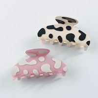Pince à cheveux motif vache mignonne - Accessoire capillaire tendance et élégant avec logo personnalisé pour femme, pince requin pour chignon arrière de la tête