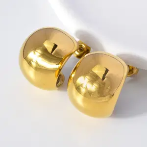 Wholesale Bulk Custom Hypoallergenic Waterproof Gold Plated Stainless Steel Women Luxury Fashion Jewelry Hoop Earrings