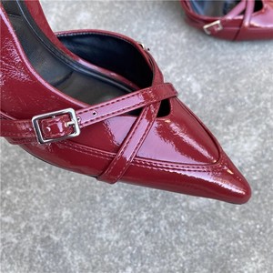 Nouvelles Sandales Polyvalentes à Brides Croisées et <span class=keywords><strong>Petit</strong></span> Orteil, Escarpins à Talons Hauts en Cuir Verni à Bout Pointu pour Femmes - Product Image 5