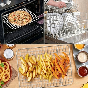 Full Size Stainless Steel BBQ Rack <strong>Grill</strong> Bread Baking <strong>Tray</strong> Display Rack Heat Resistant <strong>Oven</strong> Rack Wire Mesh <strong>Tray</strong> with Feet - Product Image 2