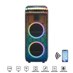 Altavoz Portátil con Batería Doble de 8 Pulgadas, Nuevo, con Carcasa Transparente, Altavoz de Karaoke para Fiestas en Casa con LED Multicolor - Product Image 2