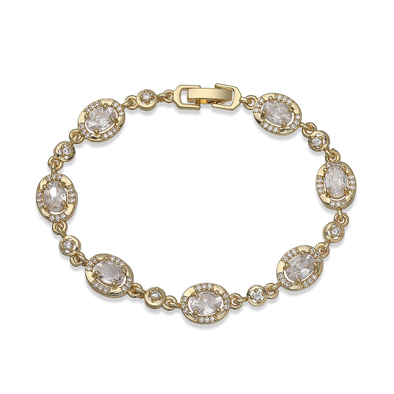 Bracelet couture ovale en or blanc et diamants