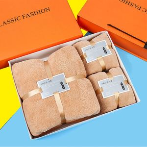 Soft Absorbent Eco-friendly Modern Coral Velvet Three-Piece <b>Bath</b> <b>Towel</b> Gift Box <b>Set</b> for Promotional Use Company Annual Personal - Product Image 2