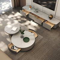 Table basse et meuble TV en bois de luxe italien, style contemporain moderne et simple, haut de gamme pour salon