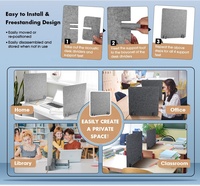 Cloison de bureau acoustique 24 x 24 pouces, autoportante, en feutre, pour la confidentialité du bureau, panneau de séparation pour réduire le bruit et les distractions visuelles