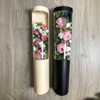 Caja de Regalo de Rosas con Impresión Personalizada Premium, Tubo de Papel Largo y Redondo de Lujo para el Día de San Valentín o Bodas