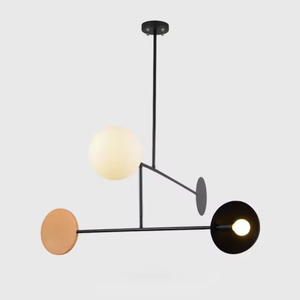 Zeal Lighting Red Art Restaurant Línea geométrica en el comedor Lámpara colgante nórdica de metal colorido - Product Image 5