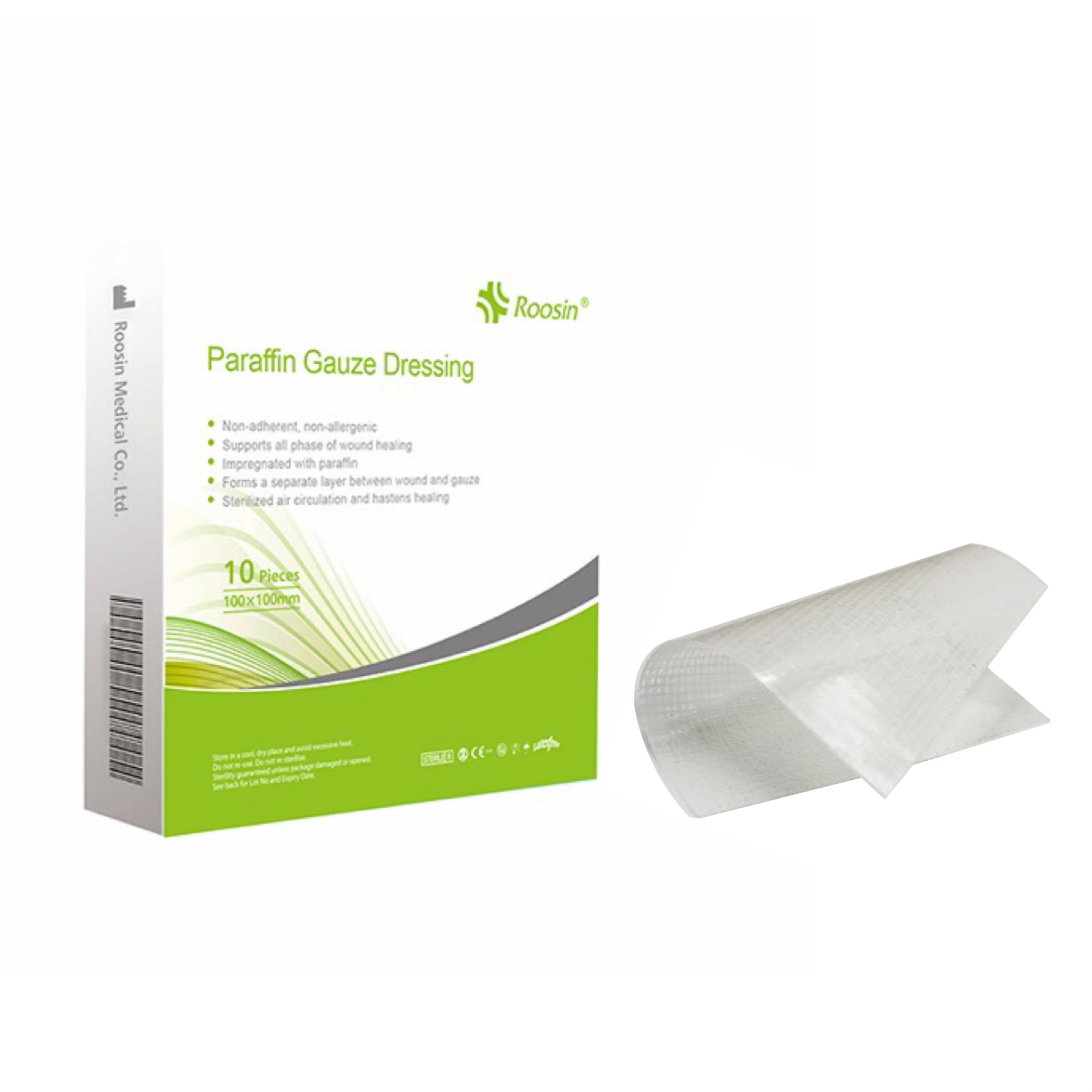 Non woven gauze pad paraffin gauze dressing with CMC