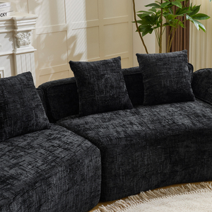 Sofá Esquinero Contemporáneo Irregular Curvo Ecológico de Tres Plazas, Tapizado en Textil Bouclé Acogedor con Relleno de Felpa - Product Image 6