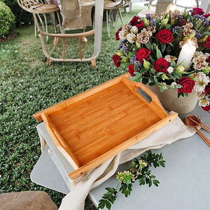 Bandeja de servicio de bambú de estilo vintage, bandeja de exhibición de desmontaje ecológica para hoteles y restaurantes con uso de almacenamiento - Product Image 6