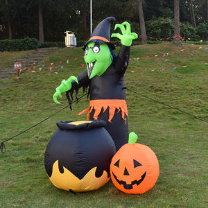 Outdoor <b>Halloween</b> Blow Ups Holiday Party Decoration 6FT <b>Inflatable</b> Witch with Tank Built-in LED Light - Product Image 2