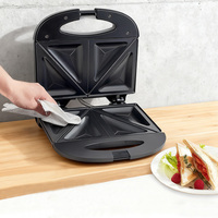 Mini gaufrier électrique multifonctionnel, machine à petit-déjeuner, revêtement antiadhésif, boîtier en acier inoxydable, 750W, usage domestique et hôtelier