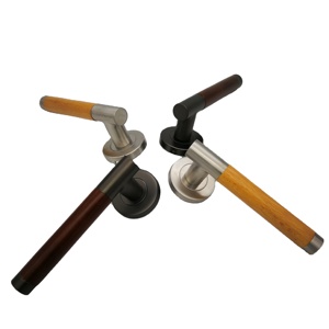 Maniglia per <span class=keywords><strong>Porta</strong></span> in Legno Massello e Acciaio Inox dal Design Moderno, Maniglia Silenziosa in Lega di Zinco per Porte Interne con <span class=keywords><strong>Serratura</strong></span> a Leva - Product Image 3