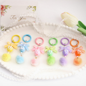 Porte-clés en perles M peintes à la main rouge vif, pompons colorés, accessoire de bricolage pour téléphone, sac, bijoux - Product Image 4