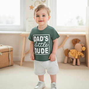 Ensemble deux pièces décontracté personnalisé pour garçon : <span class=keywords><strong>T</strong></span>-<span class=keywords><strong>shirt</strong></span> à manches courtes col rond avec motif lettres et short - Product Image 2