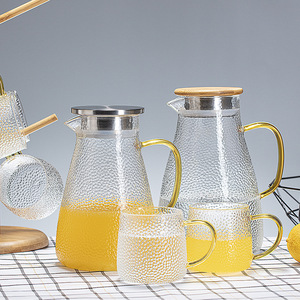 <span class=keywords><strong>Carafe</strong></span> <span class=keywords><strong>en</strong></span> <span class=keywords><strong>verre</strong></span> transparent martelé borosilicate de 60oz pour la cuisine <span class=keywords><strong>avec</strong></span> <span class=keywords><strong>couvercle</strong></span> <span class=keywords><strong>en</strong></span> acier inoxydable 304 - Product Image 1