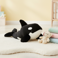 Boneka Orca Realistis Grosir, Mainan Paus Pembunuh Lembut Mirip Asli untuk Hadiah Anak-Anak dan Dekorasi Rumah