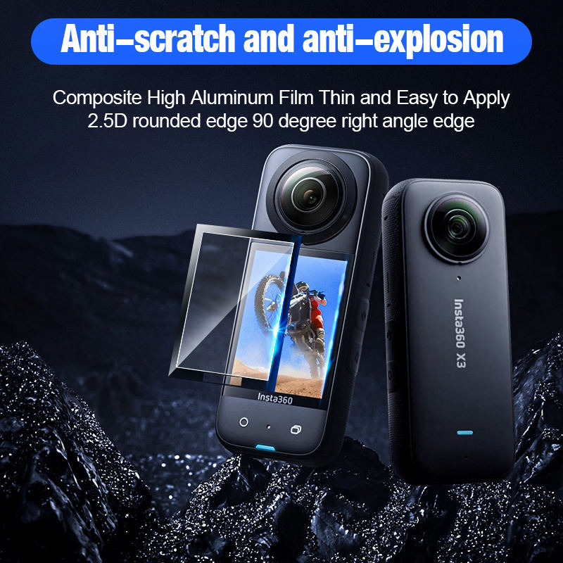 For Insta360 X3 Accessories 9H Hardness Curved Surface Tempered Glass Film Screen Protector