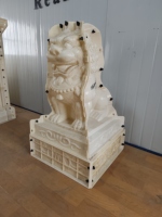 Statue de lion de jardin en ABS de grande taille, sculpture en béton de 100 cm/39,37 pouces, décoration en béton, marque Reazone, modèle RZS