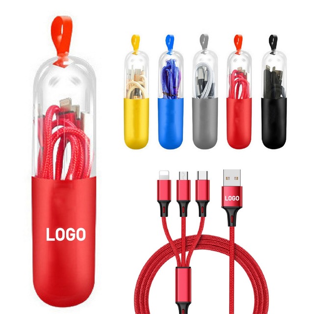 Wholesale Imaiwill Eco-Friendly Three-In-One Fast Charging Braided Mobile Phone Data Cable USB Promotional Capsule Charging