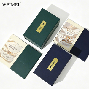 WEIMEI Factory Bulk Custom Logo Luxury Green Blue PU Leather Ring Necklace <b>Box</b> with Handbag and Logo <b>Card</b> Jewelry Packaging Set - Product Image 6