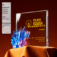 Haute Qualité Creative Couleur Lumière Nouveau Cristal Prix Trophée Poli Cristal Glacé Trophées Souvenir Décoration UV Imprimé Cadeau