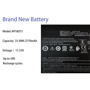 ชุดแล็ปท็อปทดแทนแบตเตอรี่ AP18D7J 2770mAh 31.9Wh สำหรับ <span class=keywords><strong>ACER</strong></span> <span class=keywords><strong>Swift</strong></span> <span class=keywords><strong>7</strong></span> SF714-52T-78V2สินค้าในสต็อก - Product Image 2