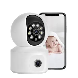 ICsee 2K 4MP çift Lens renkli gece görüş otomatik izleme kapalı kablosuz CCTV bebek ev güvenlik WIFI IP kamera