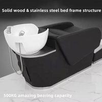 Fauteuil de lavage moderne et durable pour salon de coiffure et institut de beauté, mobilier de salon en cuir synthétique avec cuvette en céramique