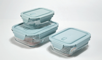 Boîte à lunch bento pour enfants avec couvercle en plastique, récipient alimentaire en verre anti-fuite sans BPA pour la préparation des repas, conservation de la fraîcheur, 1-3L