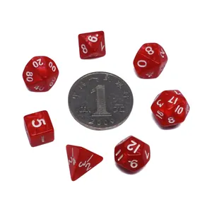 7 Buah Set Polihedral Mini DnD Dadu Elemental Multiwarna untuk Ruang Bawah Tanah dan Naga, Pencari Jejak, RPGs D & D Meja