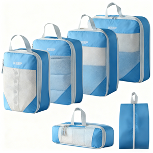 Компрессионные упаковочные кубы, набор из 4 штук, расширяемые органайзеры для багажа, дорожные сумки для чемодана, унисекс, модные, на молнии - Product Image 4