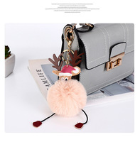 Porte-clés de Noël en peluche Élan rose moelleux, pendentif pour sac à main, créatif et adorable, cadeau de Noël, accessoires de fêtes