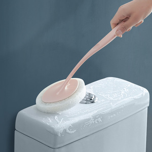 Toilet Cleaning <b>Brush</b> Long Handle Sponge For Bathroom <b>Floor</b> Tile Wall Scrubbing Pad White And Pink - Product Image 4