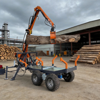 Remorque forestière tout-terrain professionnelle JRT03B de 2 tonnes, remorquable, avec roues motrices à disques, pour le transport de grumes, avec grue