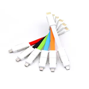 2024 Nieuwe Ontwerp 13Cm Usb Telefoon Oplader 4 In 1 Mini Magnetische Datakabel Sleutelhanger Voor Iphone/Android/Type C Sleutelhanger Kabel