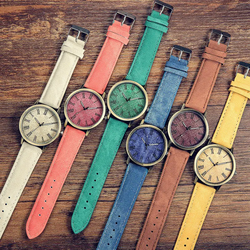 WT0061 Women Watches Denim Strap Quartz Wristwatch Ladies Simple Style Clock Drop shipping