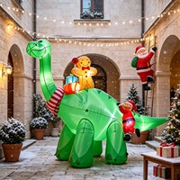 Décorations de Noël gonflables extra-larges pour l'extérieur, dinosaures et Père Noël, figurines de jardin avec lumières brillantes pour une utilisation en extérieur
