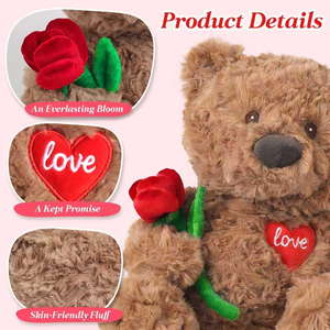 Cadeau de la Saint-Valentin, ours en peluche, animal en peluche avec rose et cœur d'amour, vente en gros, mère, petites amies, ours en peluche rose mignon - Product Image 2