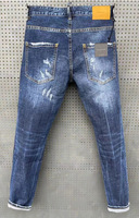 Fitspi Vente en gros Jeans slim stretch pour homme à effet peinture éclatée, Pantalon skinny bleu en denim, Dropshipping pour Wish Ebay