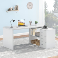 Escritorio Giratorio de Madera Blanca para Dormitorio, Escritorio Compacto para Estudio en Casa, Escritorio Moderno de Lujo Ligero para Oficina en Casa