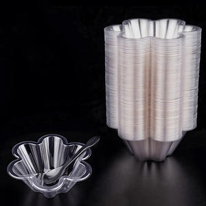 Gobelets Jetables en Plastique Transparent 250/300ML pour Coupes de Glace, Bols Fleur pour Pudding, Dessert, <span class=keywords><strong>Yaourt</strong></span>, Parfait, Glace Pilée - Product Image 5