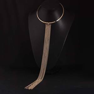 Collier long à pampilles dorées de style euro-américain, élégant et polyvalent, accessoire de mariage pour femme, collier audacieux pour soirée et bal - Product Image 2