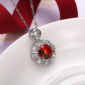 Collar con colgante de piedra de colores degradados para mujer, cadena elegante para clavícula, regalo de joyería de moda - Product Image 2