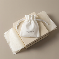 Sacs en coton avec cordon de serrage, logo imprimé personnalisé, ruban bleu marine, emballage pour bijoux et produits de beauté, pochette en coton recyclé écologique