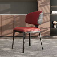 Chaises de salle à manger minimalistes avec cadre en fer et cuir huilé, dossier amovible et lavable, pour hôtels et cafés