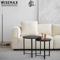 WISEMAX FURNITURE Table d'appoint pour canapé design contemporain en bois stable structure en métal noir table basse modulaire pour hall d'entrée appartement