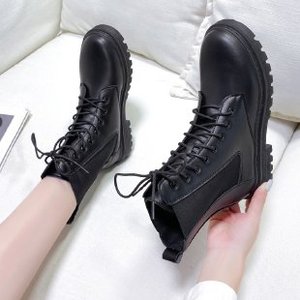 <span class=keywords><strong>Bottes</strong></span> <span class=keywords><strong>mi</strong></span>-mollet noires tendance à lacets pour <span class=keywords><strong>femme</strong></span> en cuir PU, <span class=keywords><strong>bottes</strong></span> à semelle épaisse, bottines plates en cuir pour <span class=keywords><strong>femme</strong></span> - Product Image 3
